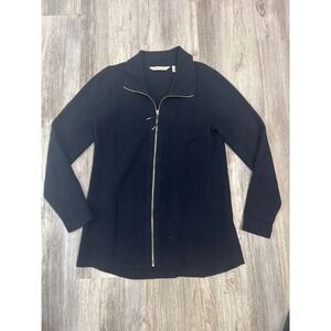 Soft Surroundings Navy Zip Front Collar Jacket Top Women's Size M
